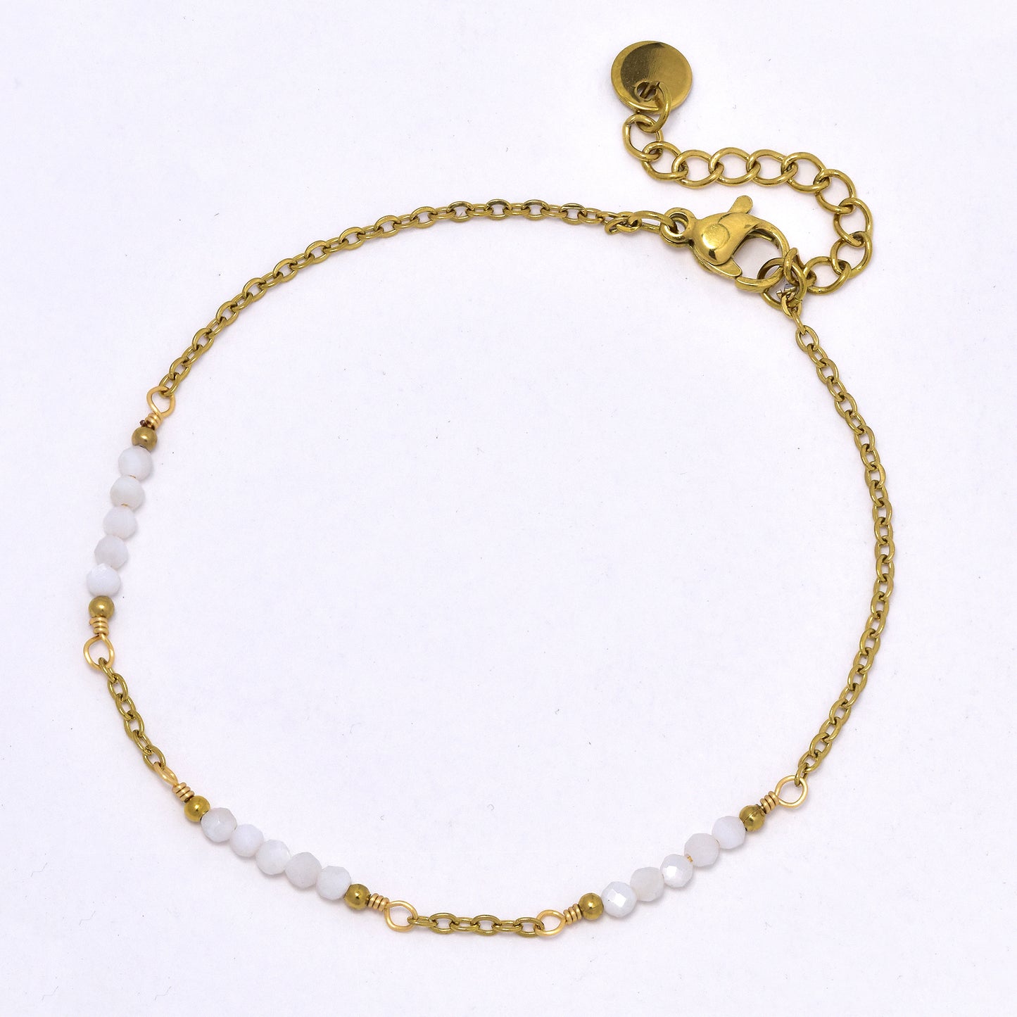 SSYB5949 - St Steel 18+3cm faceted bead bracelet
