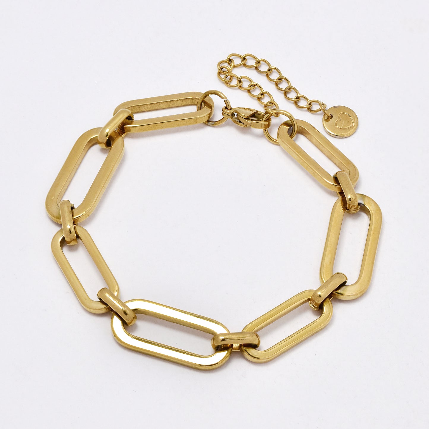 SSYB5998 - St Steel 18cm + 5cm statement paperclip link bracelet