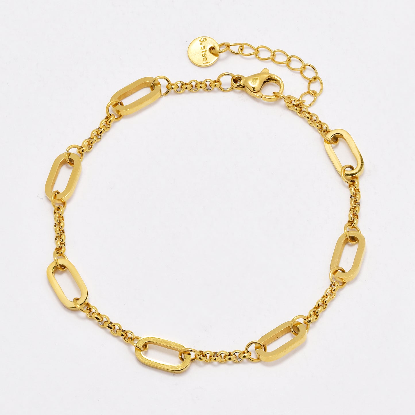 SSYB6045 - St Steel 18cm oval link bracelet