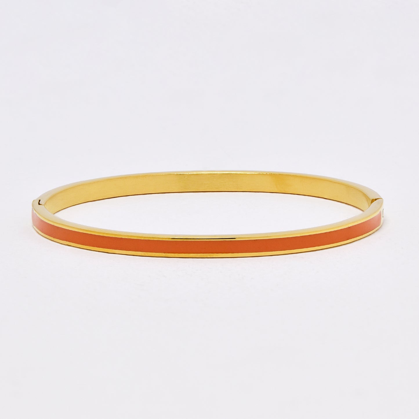 SSYB6290 - St Steel 65mm x 55mm x 4mm hinged bangle with colour enamel strip