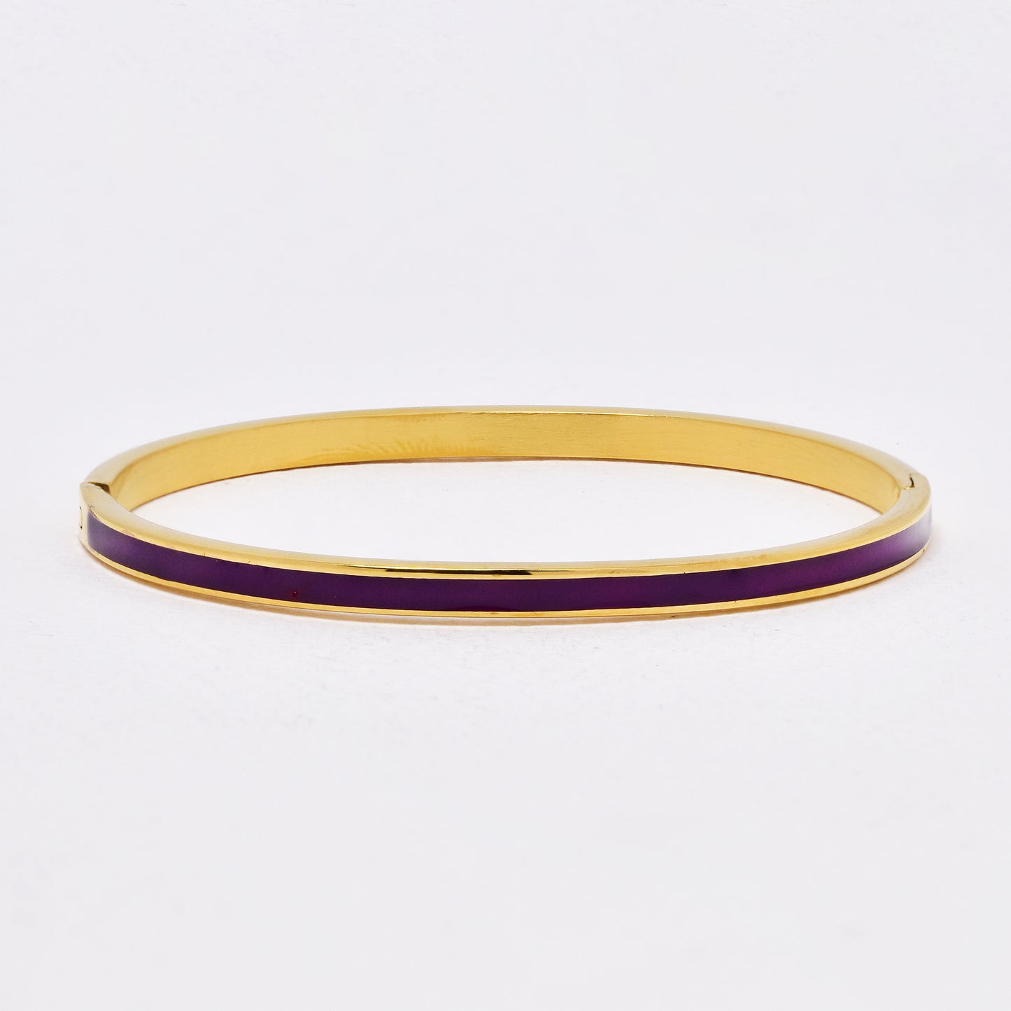 SSYB6290 - St Steel 65mm x 55mm x 4mm hinged bangle with colour enamel strip