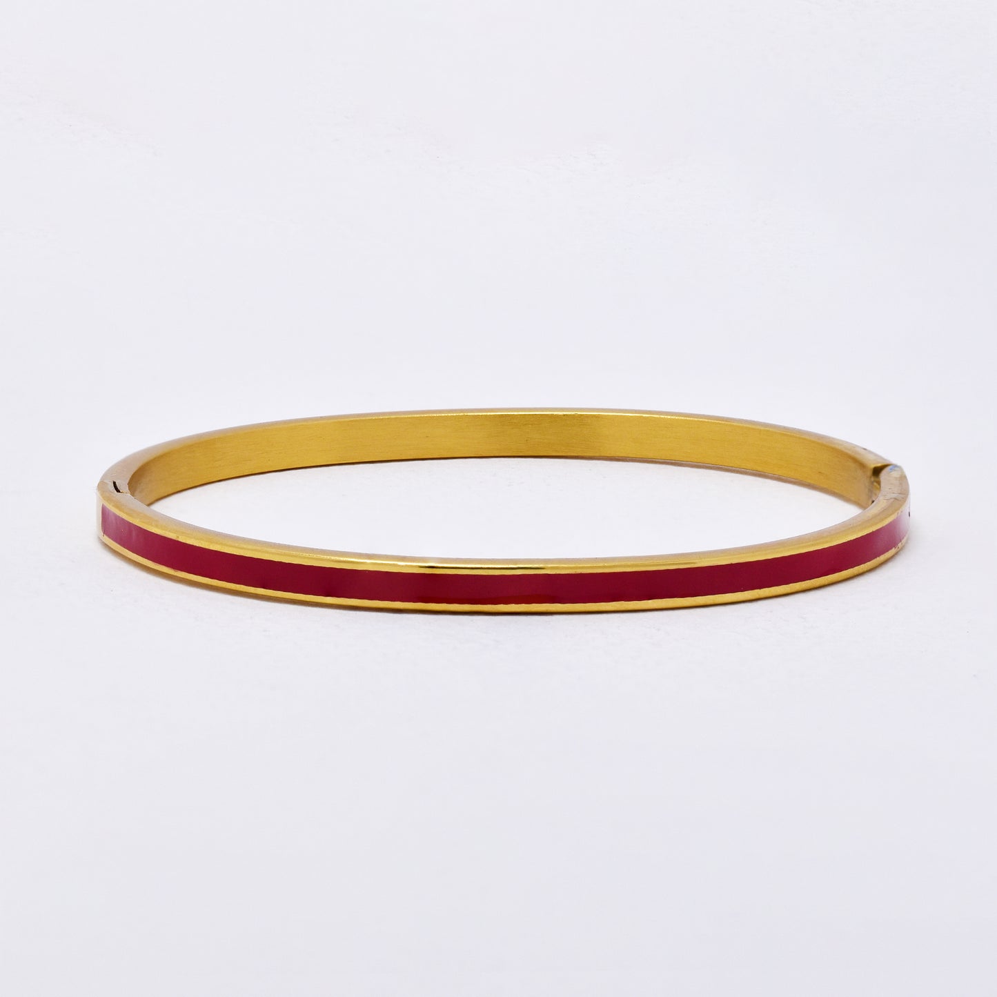 SSYB6290 - St Steel 65mm x 55mm x 4mm hinged bangle with colour enamel strip