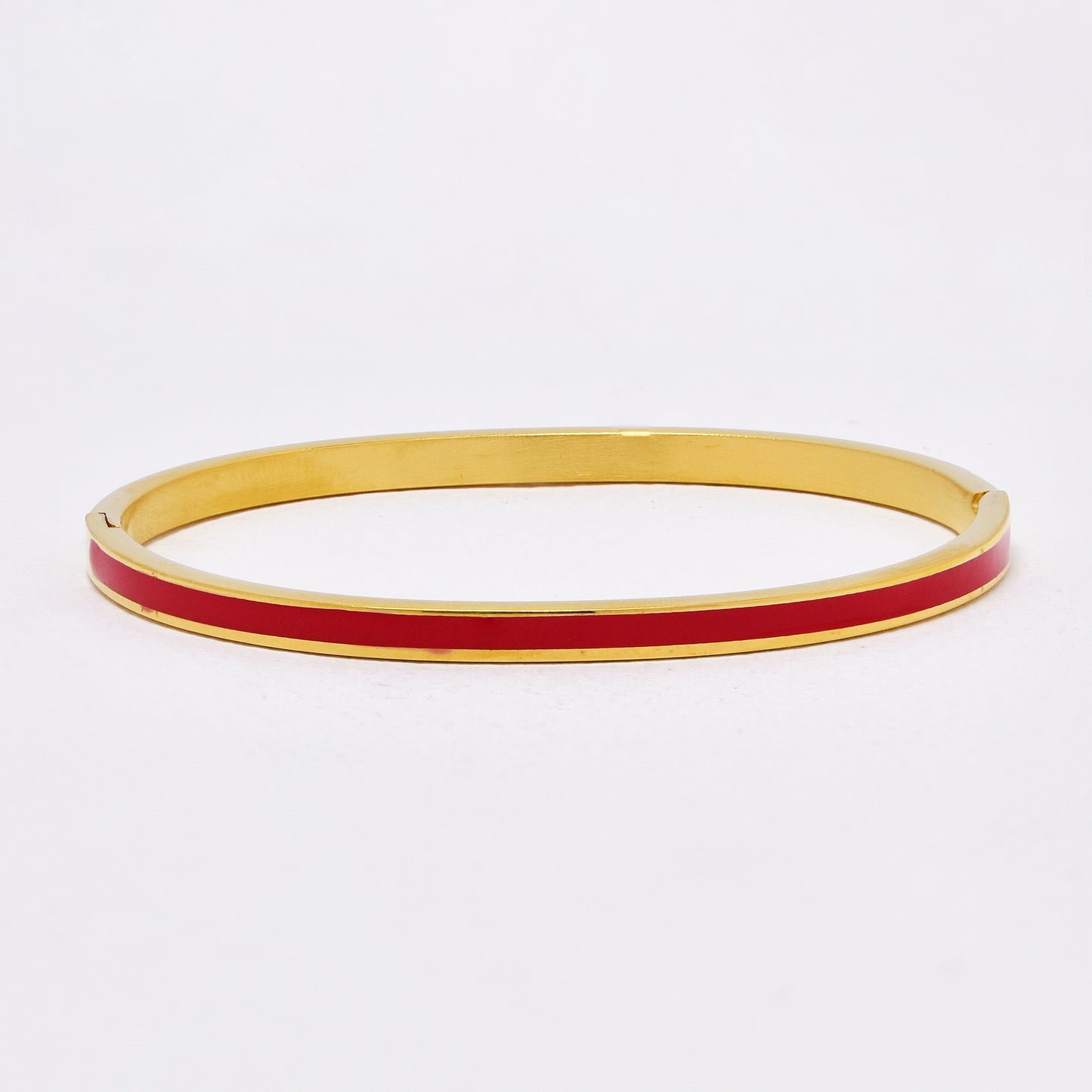 SSYB6290 - St Steel 65mm x 55mm x 4mm hinged bangle with colour enamel strip