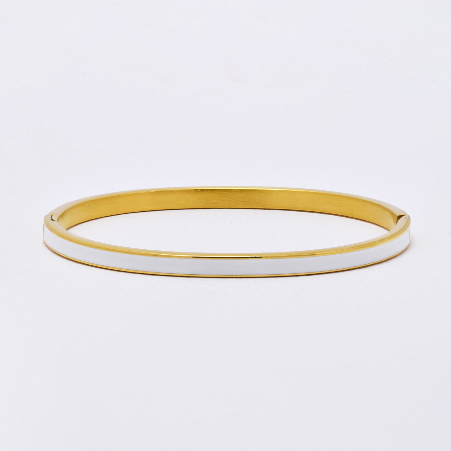 SSYB6290 - St Steel 65mm x 55mm x 4mm hinged bangle with colour enamel strip