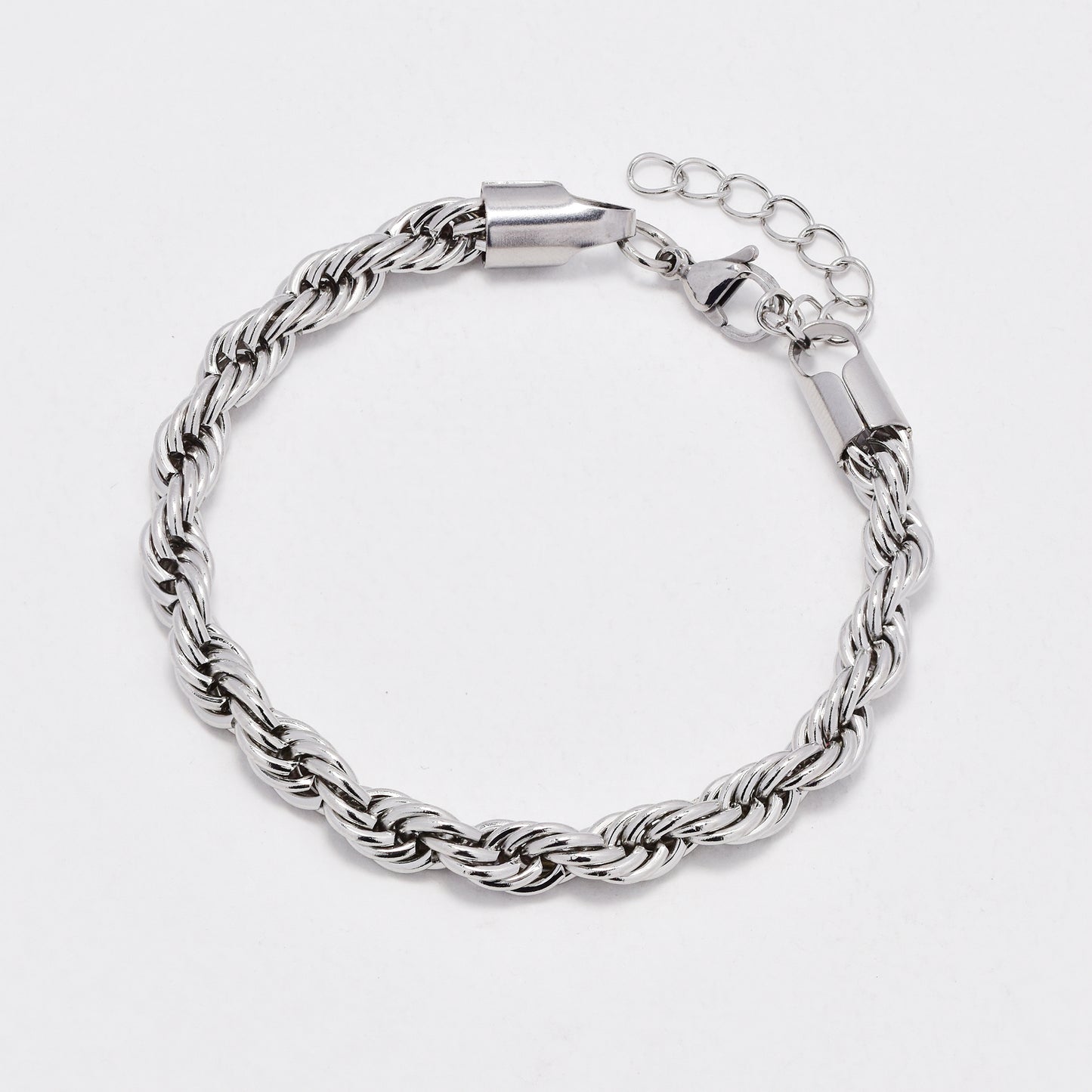 SSYB6423 - St Steel 18cm + 3cm x 6mm thick rope bracelet