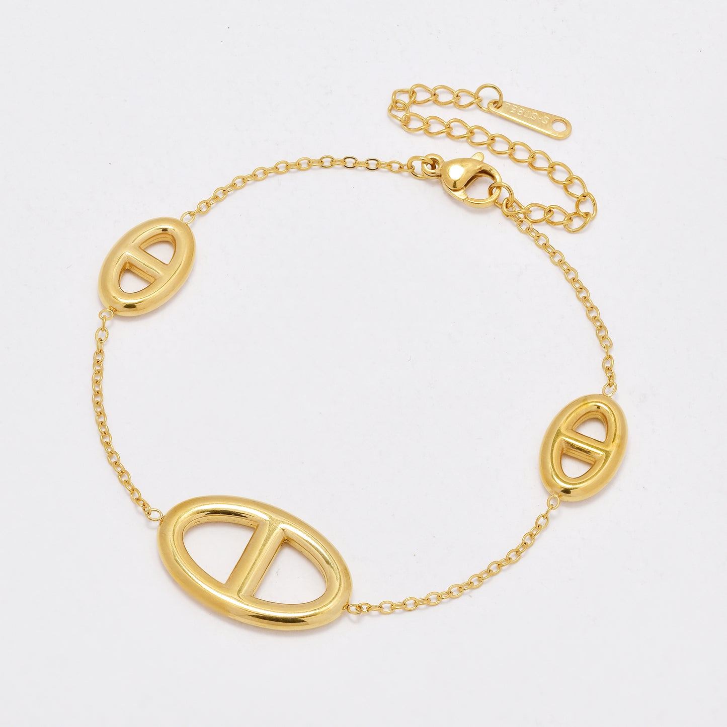 SSYB6440 - St Steel 18cm + 5cm mariner link bracelet
