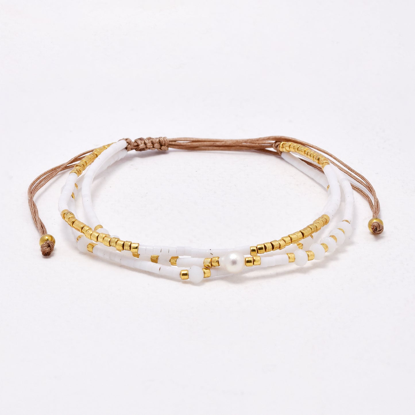 SSYB6540 - St Steel adjustible beaded & freshwater pearl bracelet