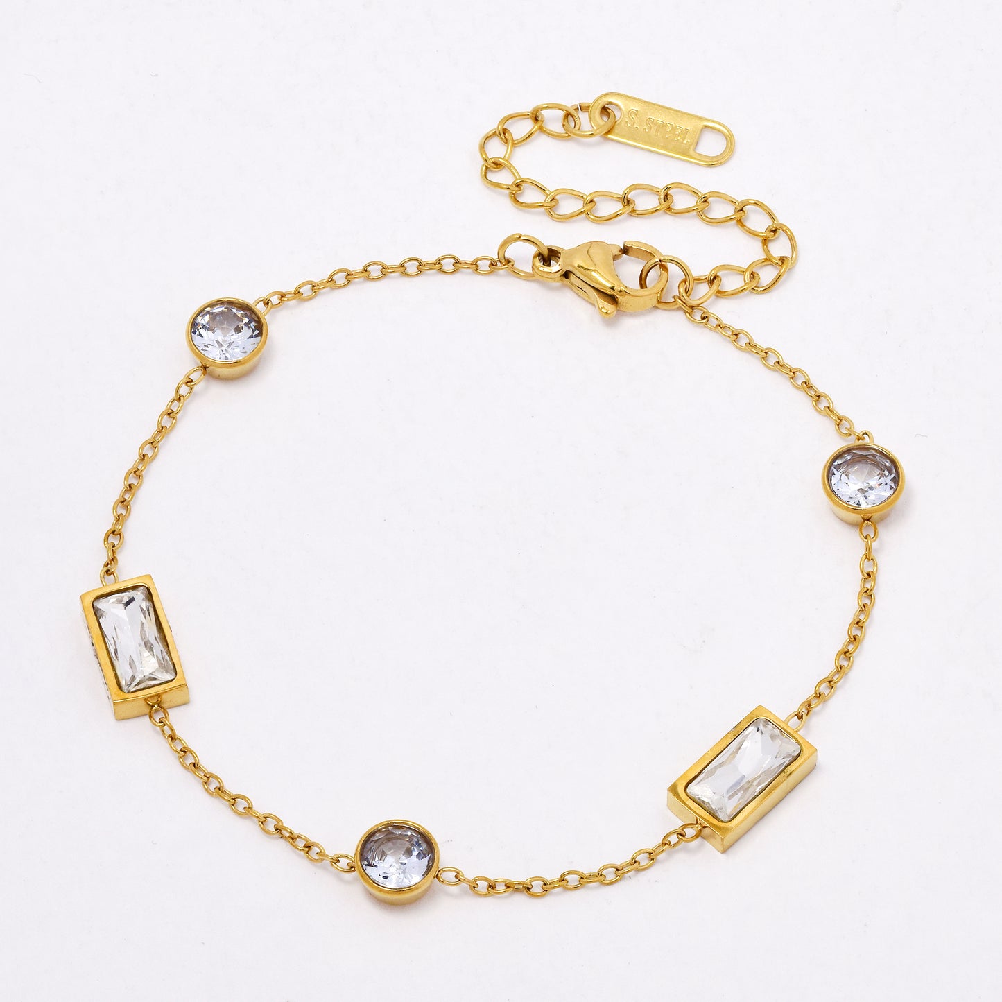 SSYB6541 - St Steel 16.5cm + 4.5cm CZ bracelet