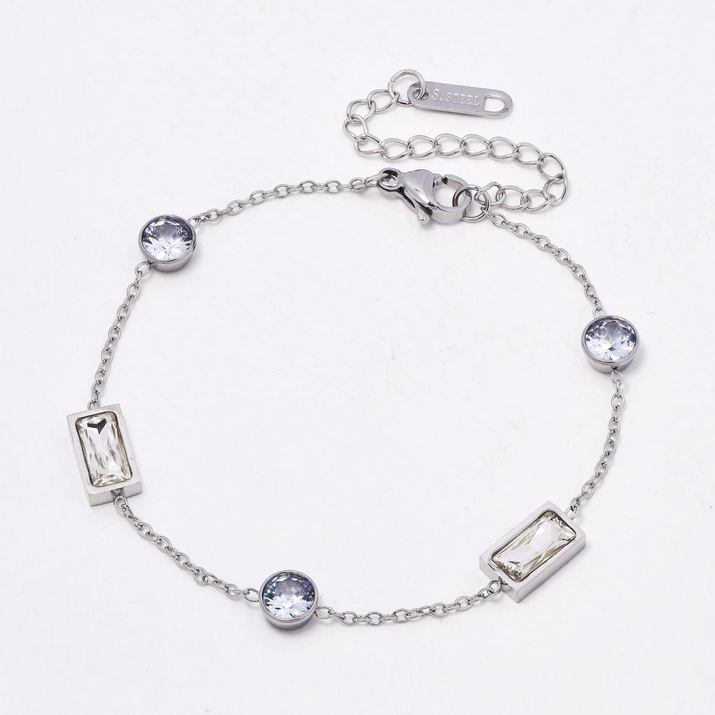 SSYB6541 - St Steel 16.5cm + 4.5cm CZ bracelet
