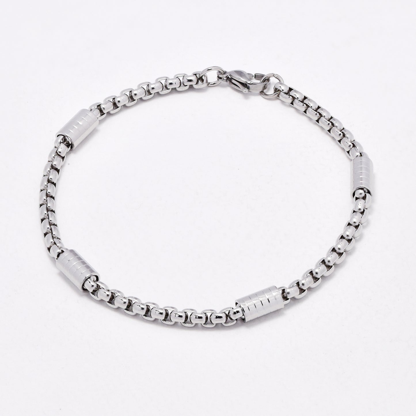 SSYB6699 - St Steel 22cm x 4mm fancy box bracelet