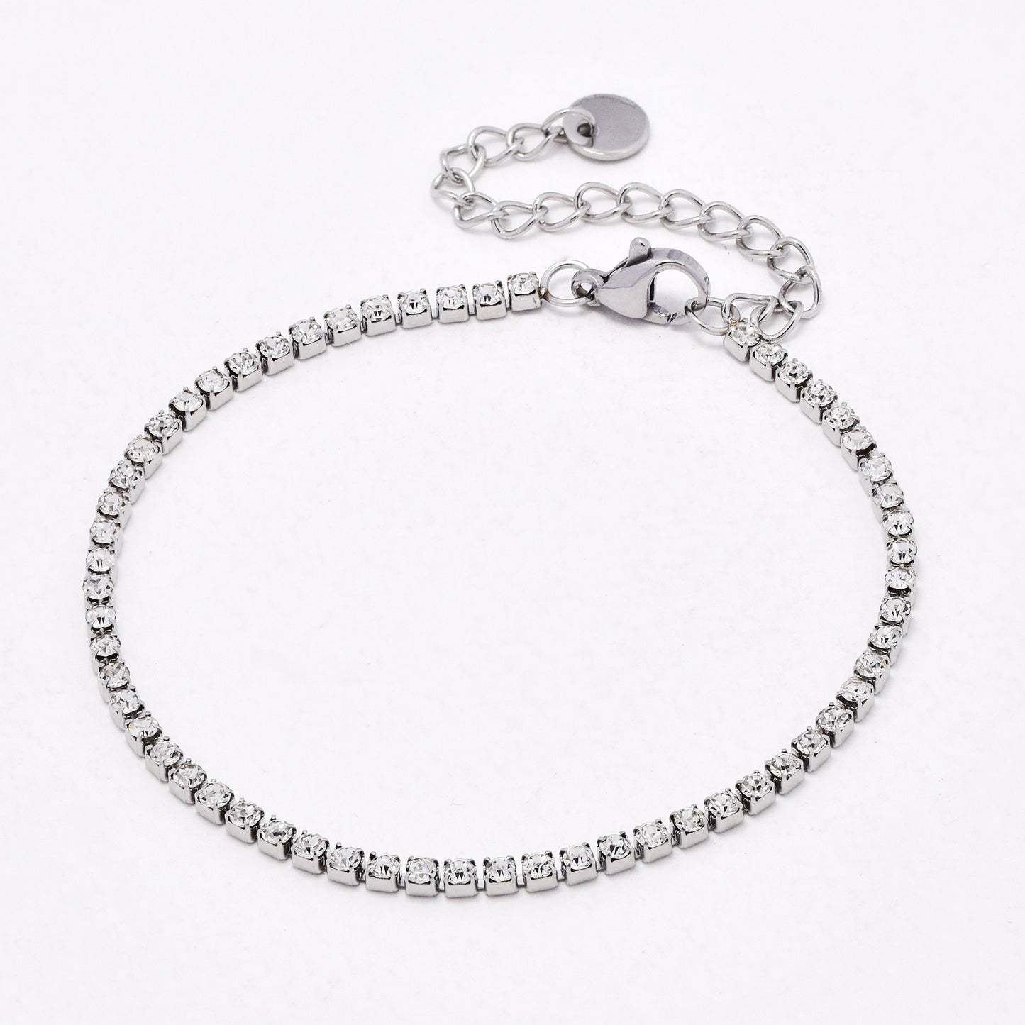 SSYB6623 - St Steel 16.5cm + 5cm x 2mm tennis bracelet