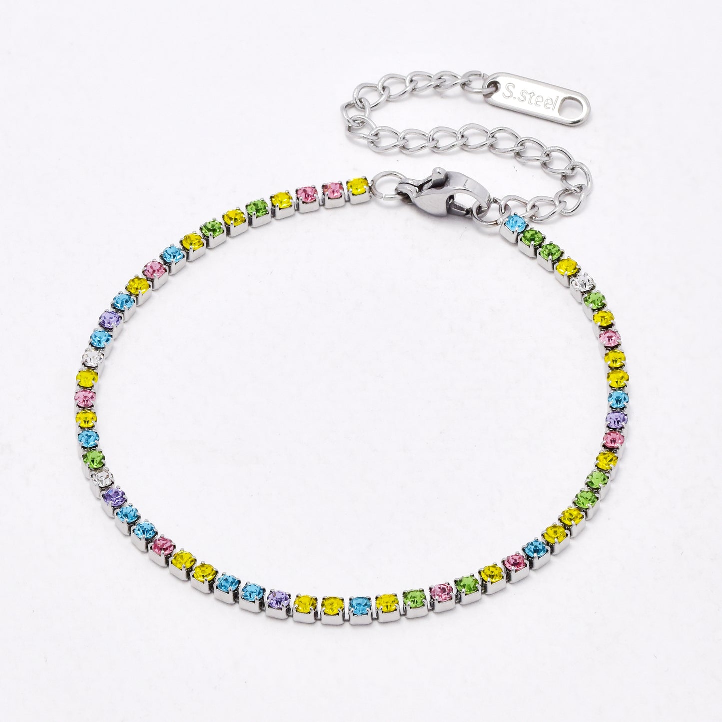 SSYB6623 - St Steel 16.5cm + 5cm x 2mm tennis bracelet