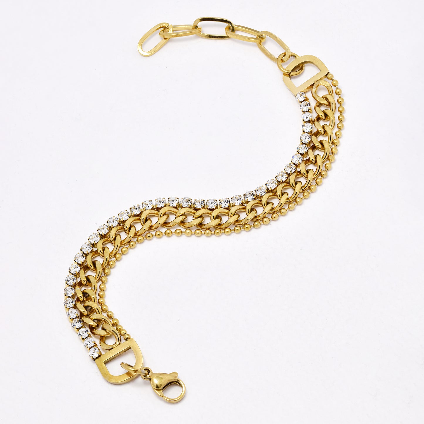 SSYB6653 - St Steel 17cm + 5cm multi link tennis bracelet