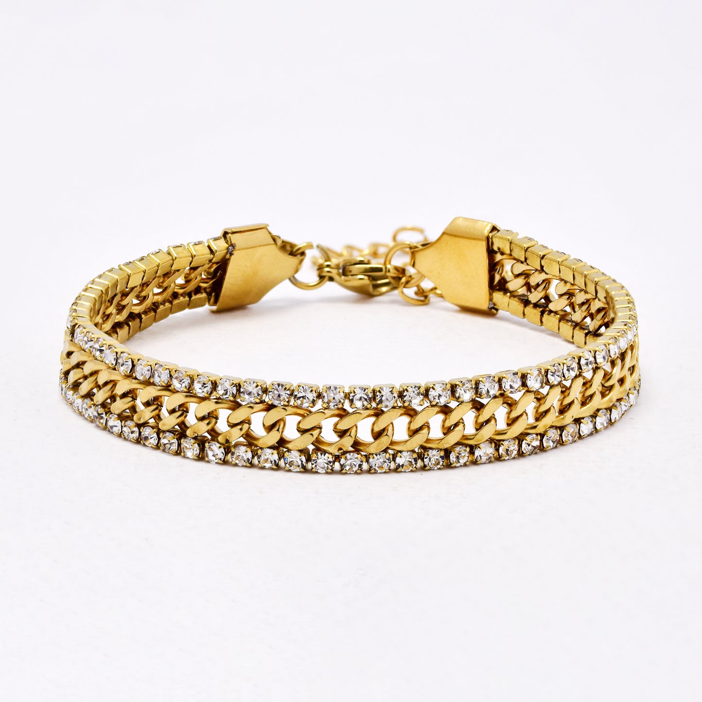 SSYB6654 - St Steel 17cm + 5cm x 8mm curb tennis bracelet