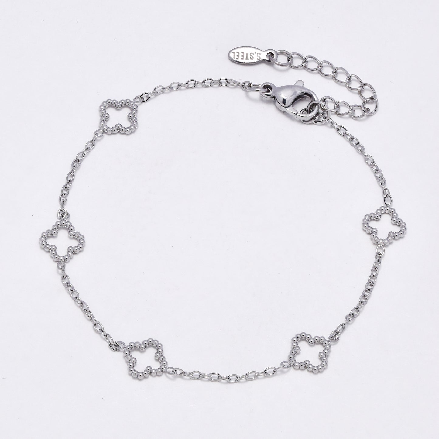 SSYB6887 - Steel cutout four-leaf clover bracelet