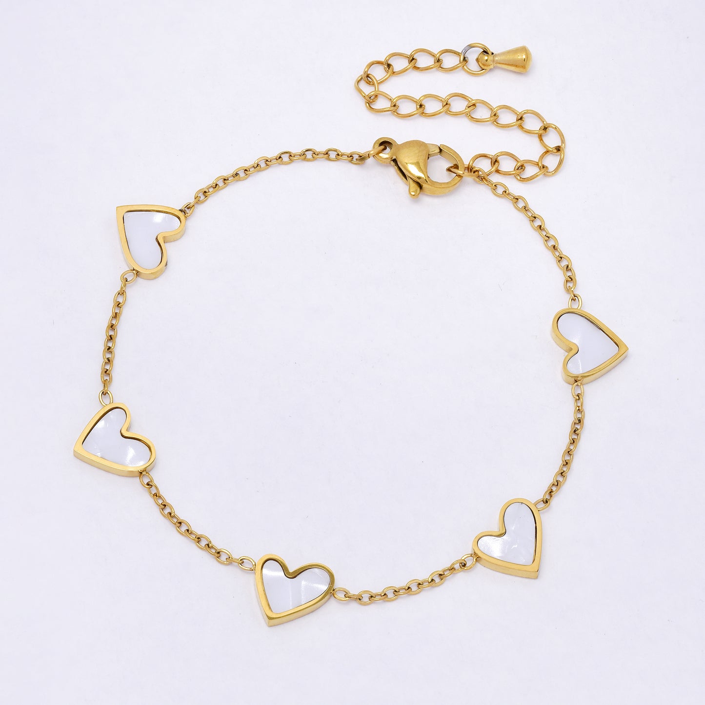 SSYB6969 - Steel 17.5cm x 5mm enamel heart bracelet