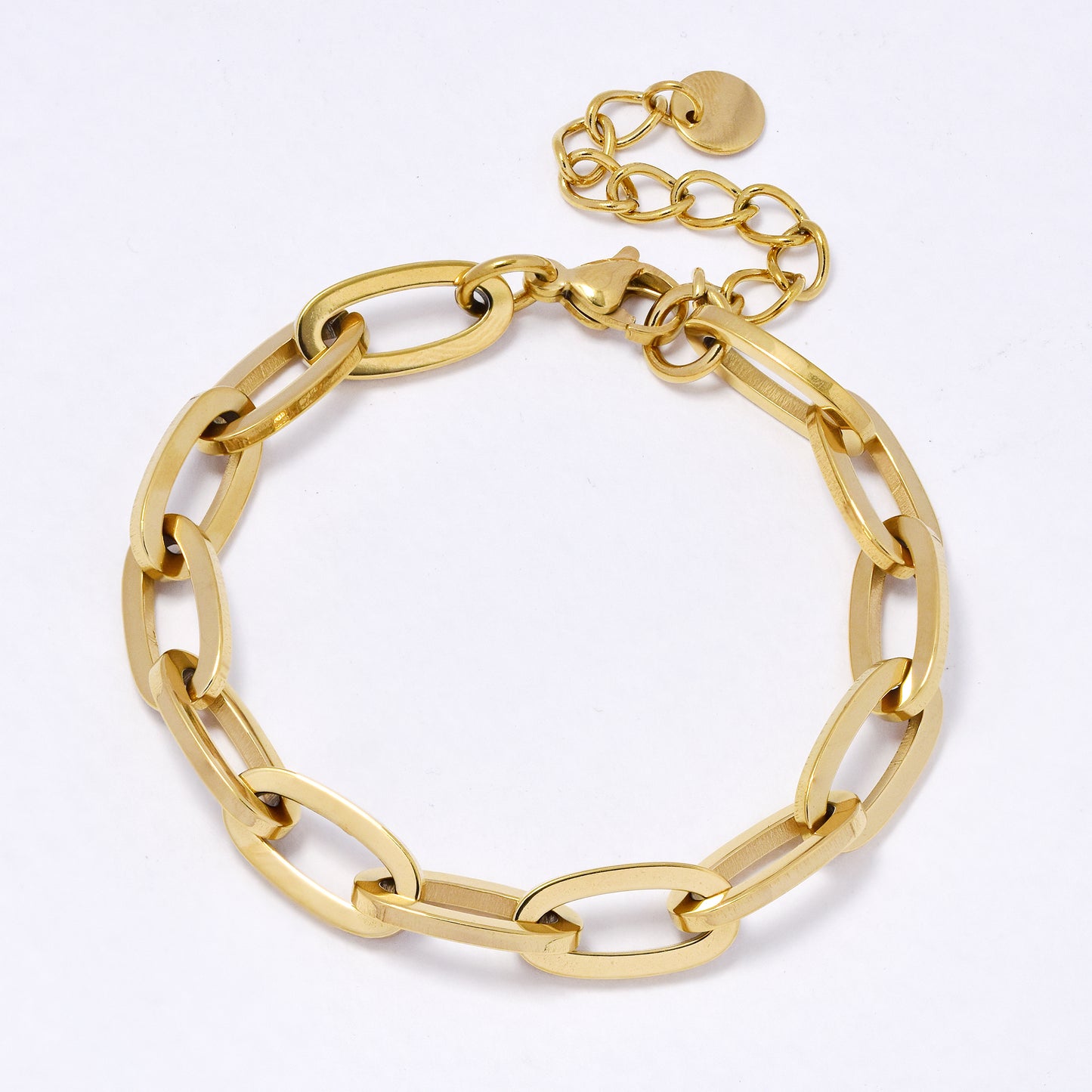 SSYB6983 - Steel 18.8cm + 5cm x 8mm paperclip bracelet