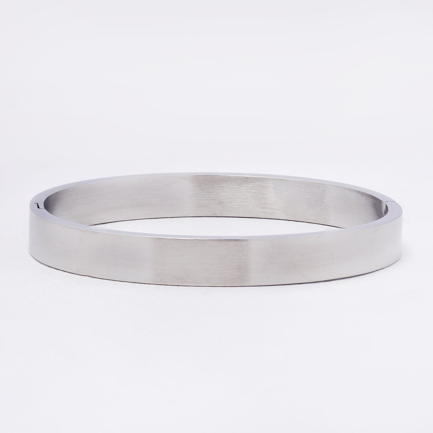 SSYB7251 - Steel 59mm x 50mm x 8mm brushed flat hinged bangle