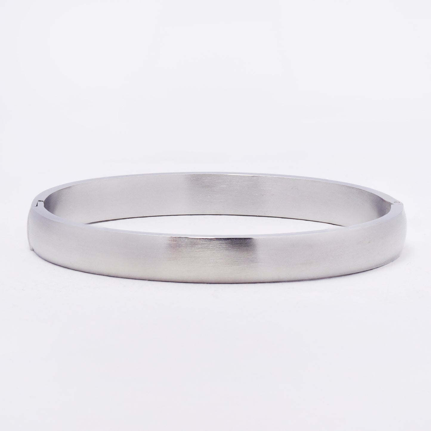 SSYB7252 - Steel 60mm x 50mm x 7.5mm brushed domed hinged bangle