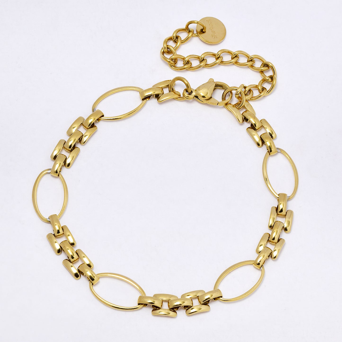 SSYB7307 - Steel 18cm + 5cm mixed link bracelet