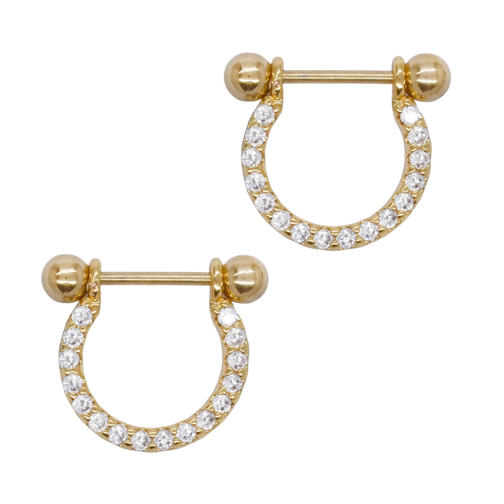 2 Pack stainless steel crystal septum ring - YBJ2293