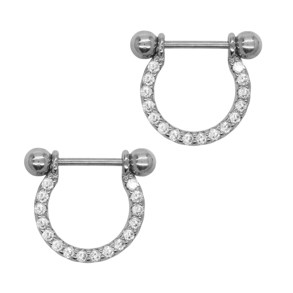2 Pack stainless steel crystal septum ring - YBJ2293