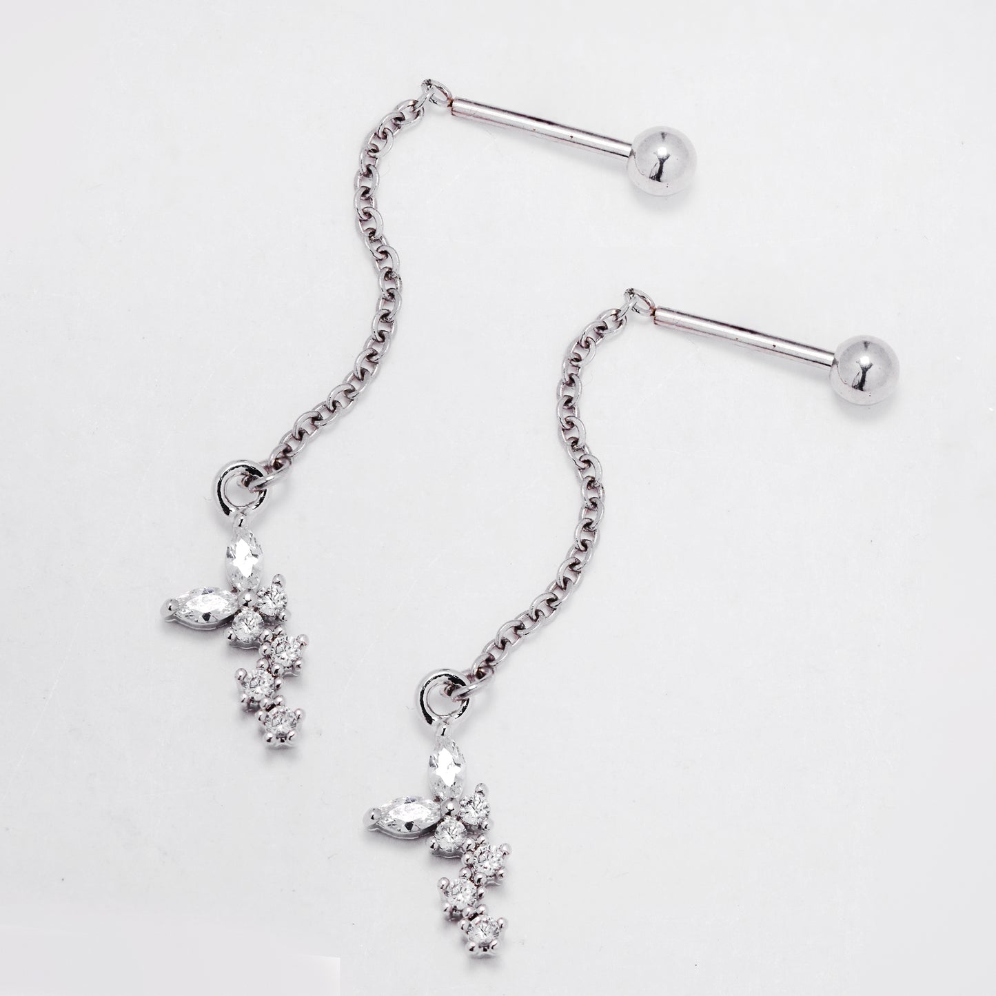 SSYBJ2301 - Steel 2-Pack CZ butterfly threader piercing
