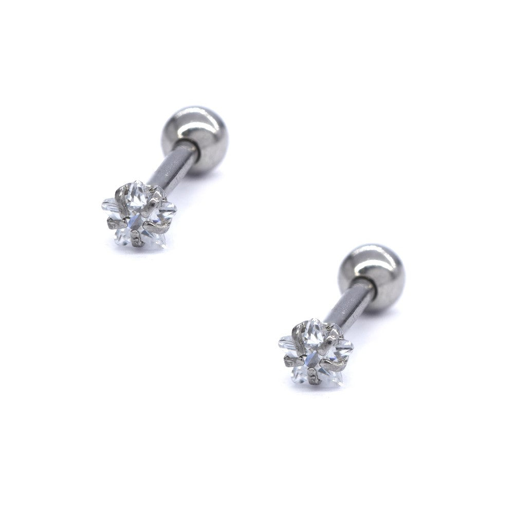 2 Pack cubic zirconia 3mm star Stainless steel ear piercing - SSYBJ4033