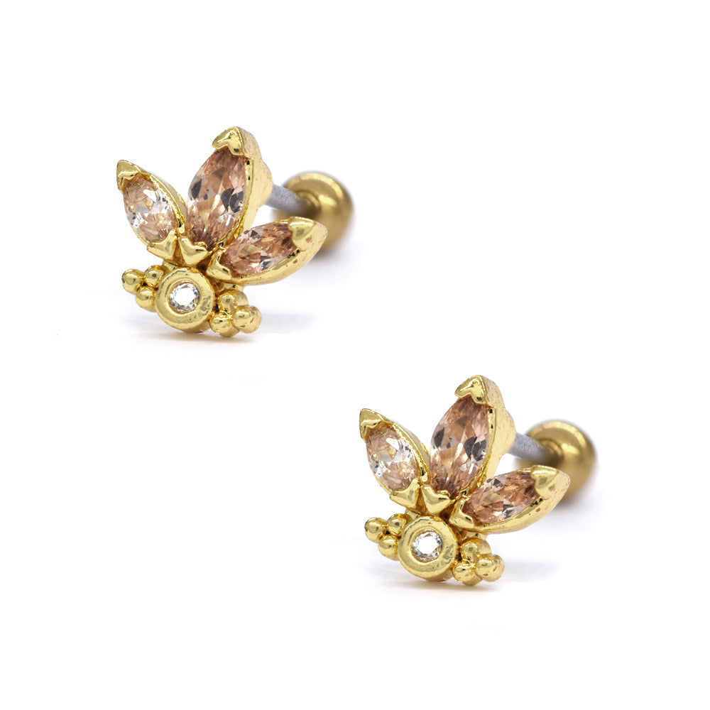 2 Pack Stainless steel cubic zirconia ear piercing - SSYBJ4058