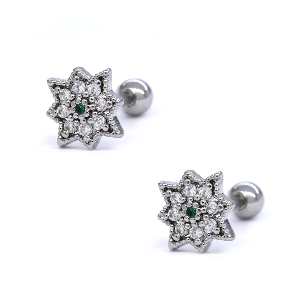 2 Pack Stainless steel delicate flower ear piercing - SSYBJ4067