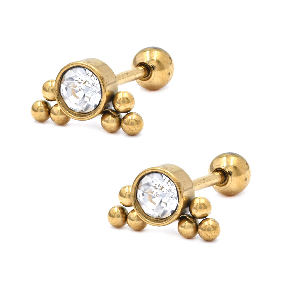 2 Piece Stainless steel piercing with Cubic Zirconia - SSYBJ4649