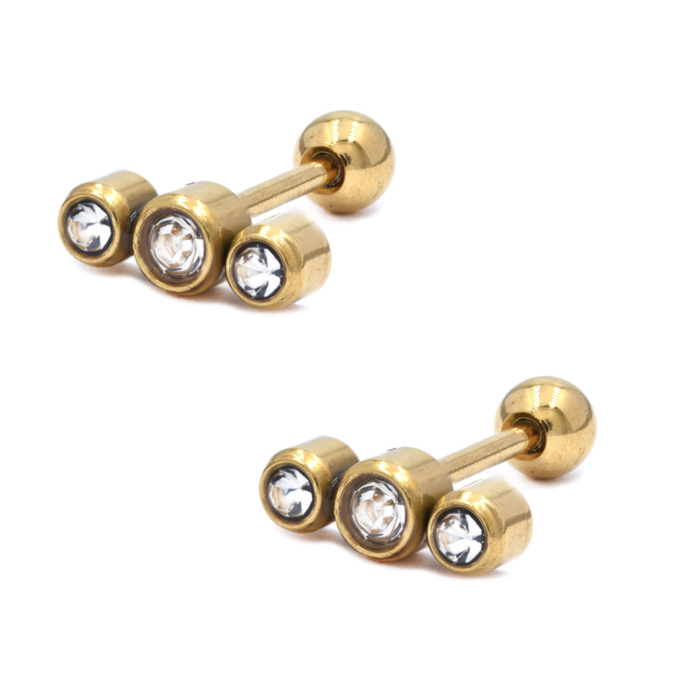 2 Pack Stainless steel straight row cubic zirconia piercing - SSYBJ4651