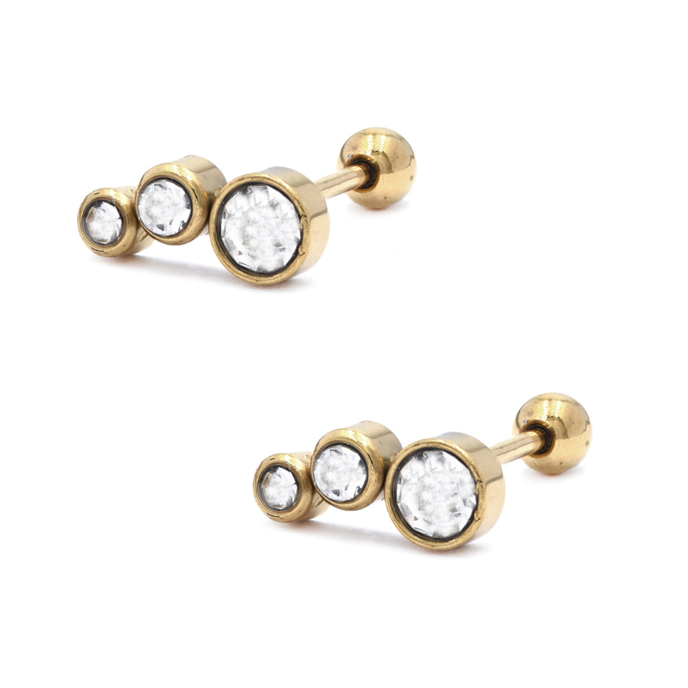 2 Pack Stainless steel piercing with Cubic Zirconia - SSYBJ4653