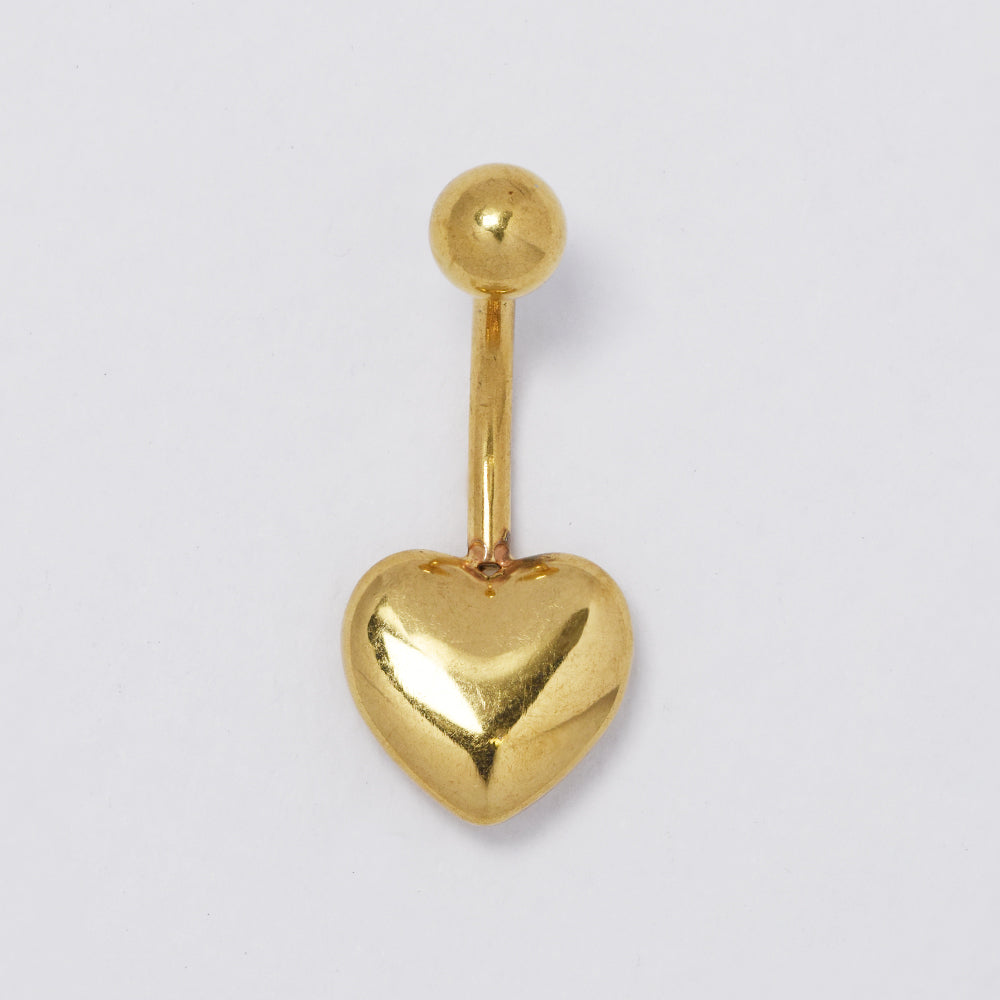 Stainless steel gold heart belly ring - SSYBJ4815
