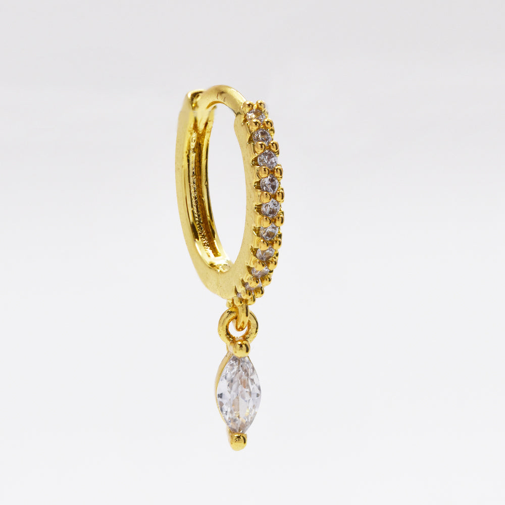 Stainless steel cubic zirconia hoop and drop piercing - SSYBJ4819