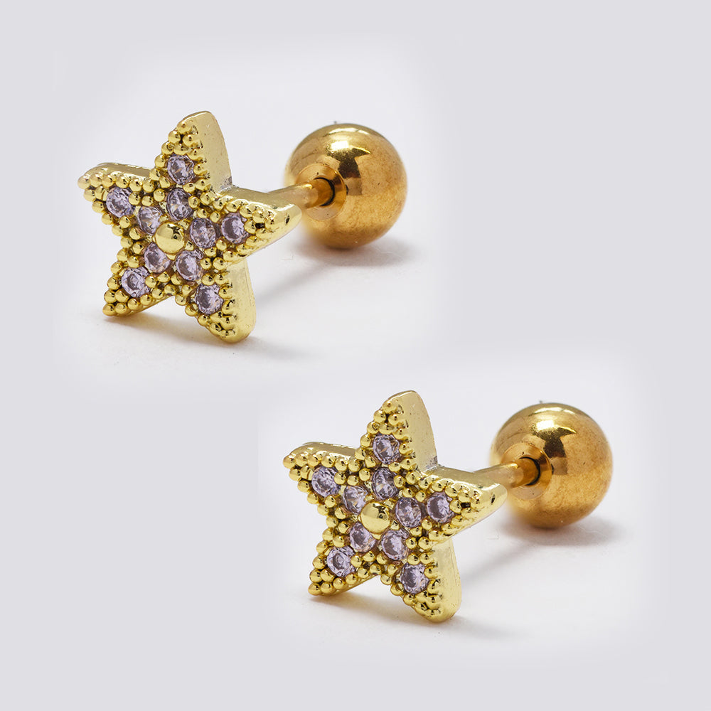 2 Pack stainles steel cubic zirconia star cartilage piercing - SSYBJ4820