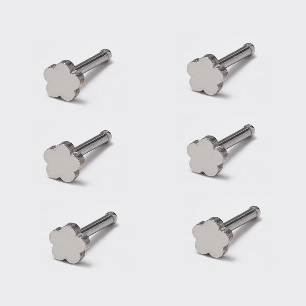 6 Pack Stainless steel flower nose pin - SSYBJ4824