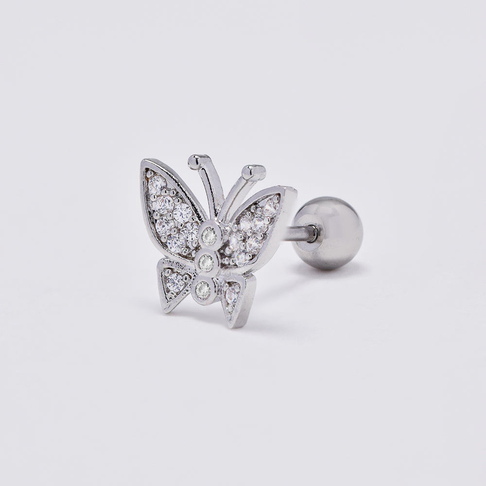 Stainless steel butterfly cubic zirconia piercing - SSYBJ4855