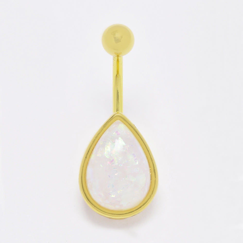 Stainless steel shimmery acrylic teardrop belly ring - SSYBJ4875