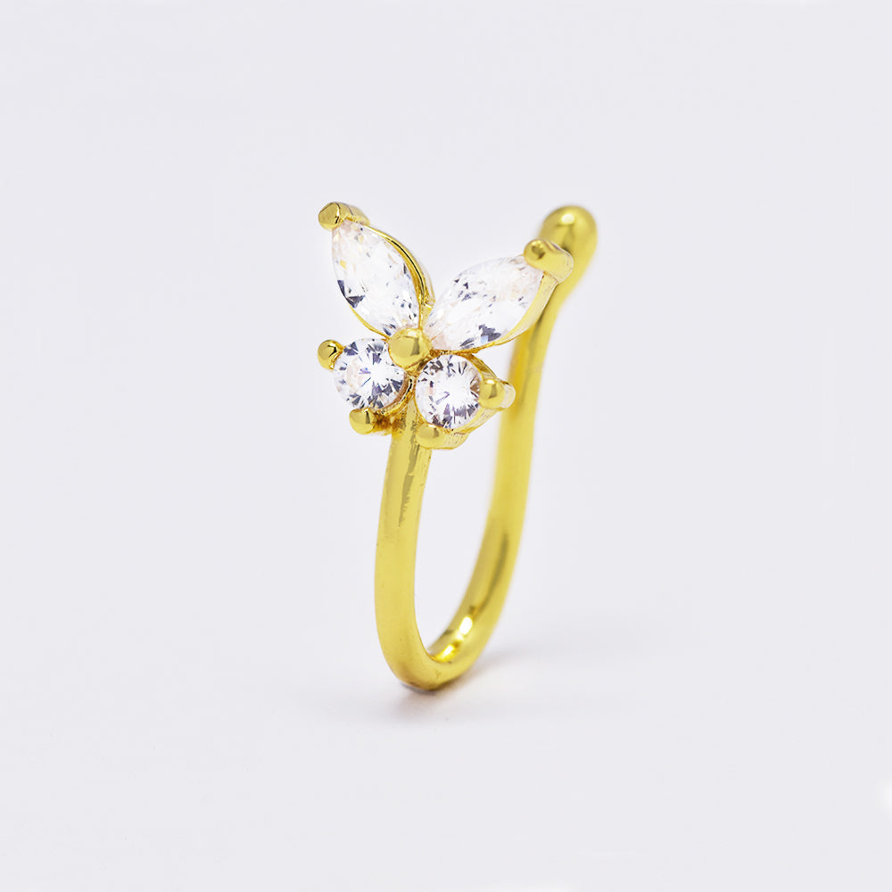 Nose clip in Stainless steel cubic zirconia butterfly no piercing - SSYBJ4876