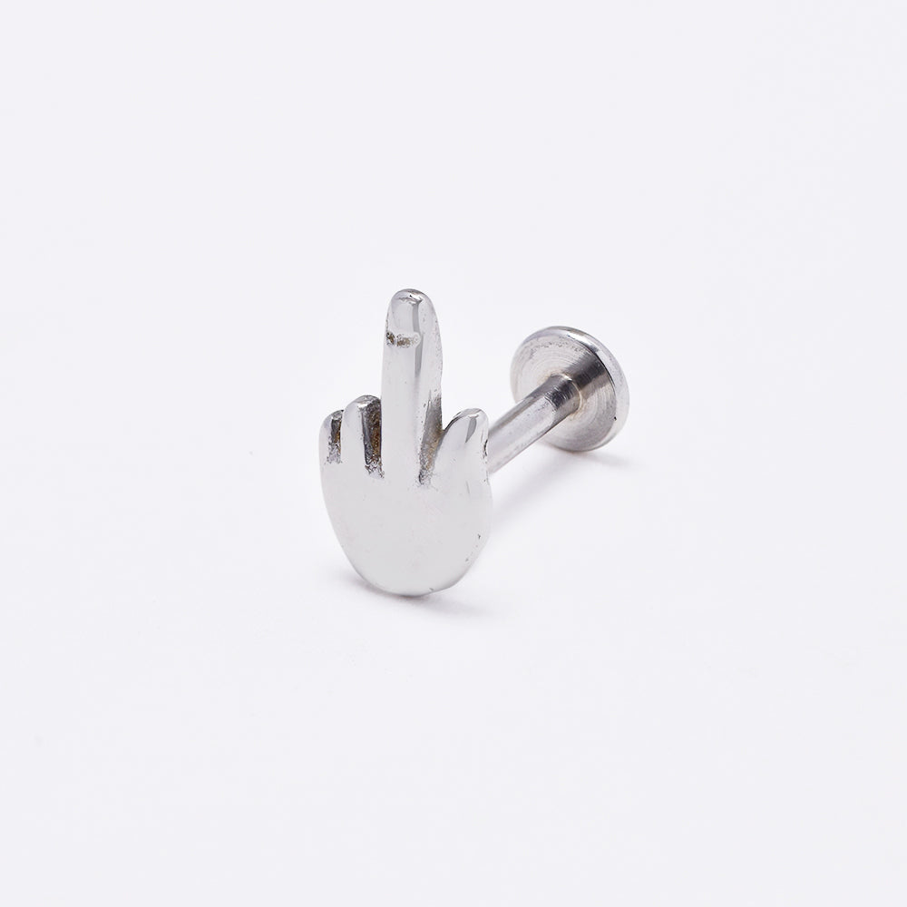Stainless steel middle finger cartilage piercing with flat back closure - SSYBJ4882