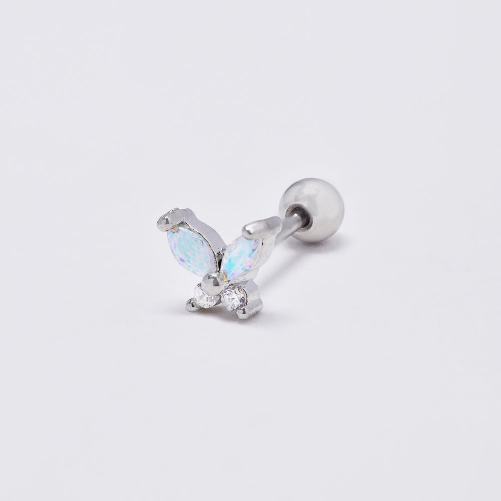 Stainless steel cubic zirconia butterfly cartilage piercing - SSYBJ4888
