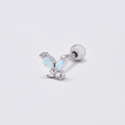 Stainless steel cubic zirconia butterfly cartilage piercing