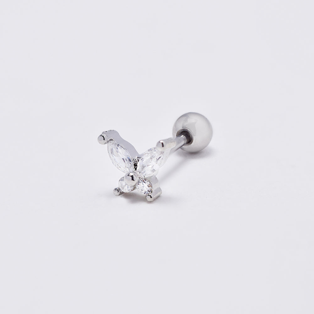 Stainless steel cubic zirconia butterfly cartilage piercing - SSYBJ4893