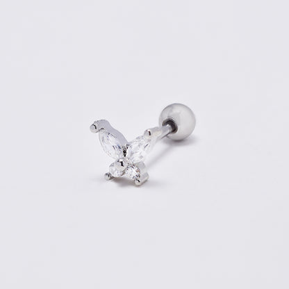 Stainless steel cubic zirconia butterfly cartilage piercing