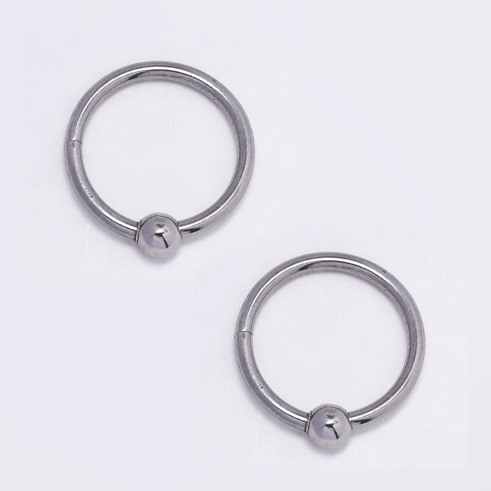 2 Pack Stainless steel 13mm x 1mm hoop and ball nose ring - SSYBJ5156