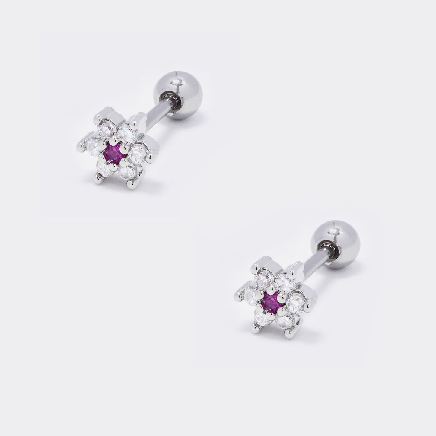 Steel flower cz piercing - 2 pack - SSYBJ5738