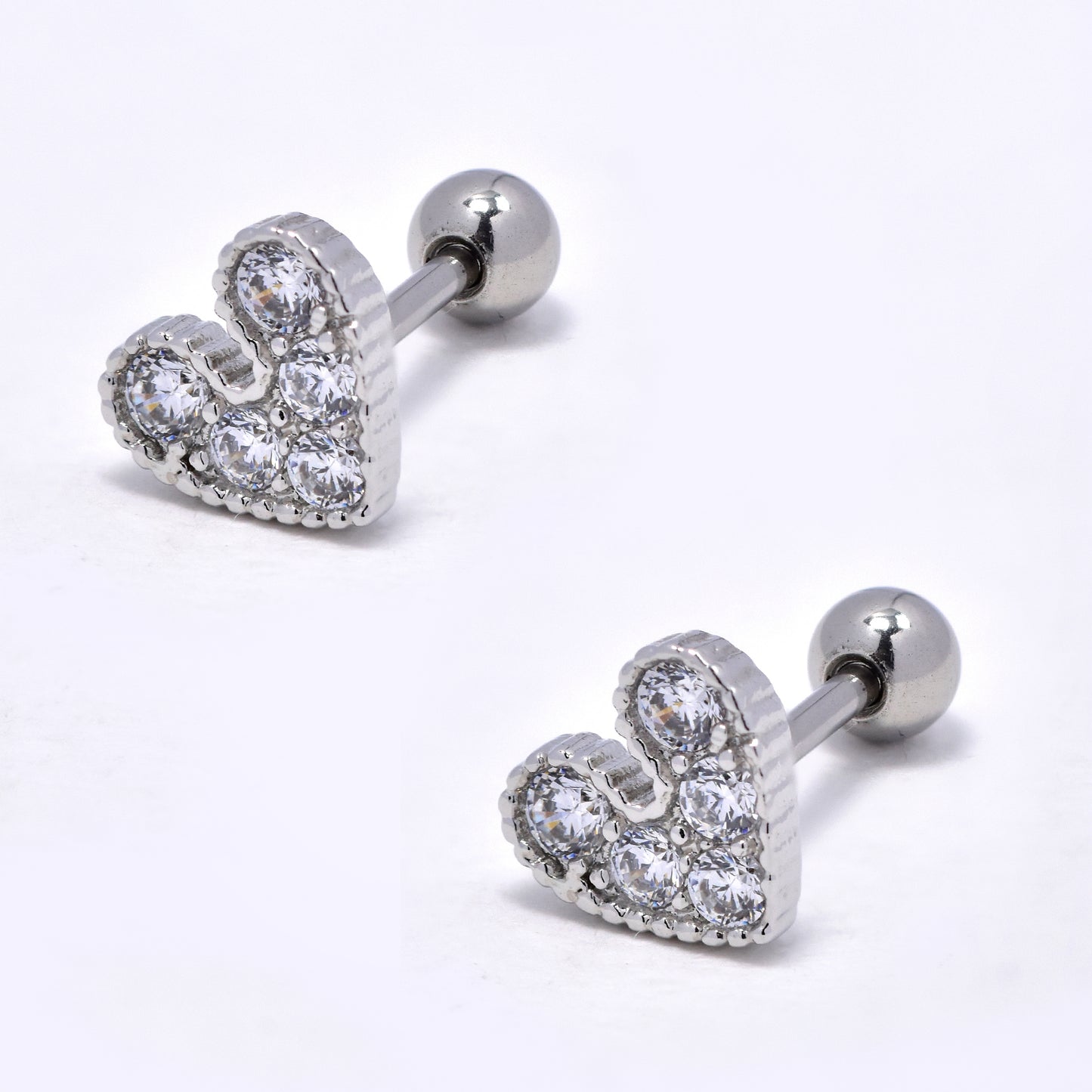 Steel heart CZ piercing - 2 pack - SSYBJ5800