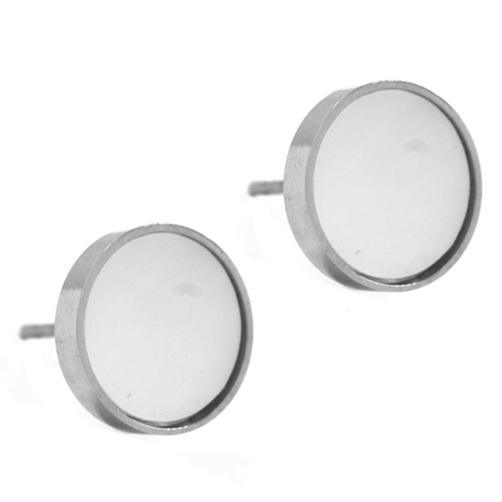 Stainless steel round mother of pearl stud