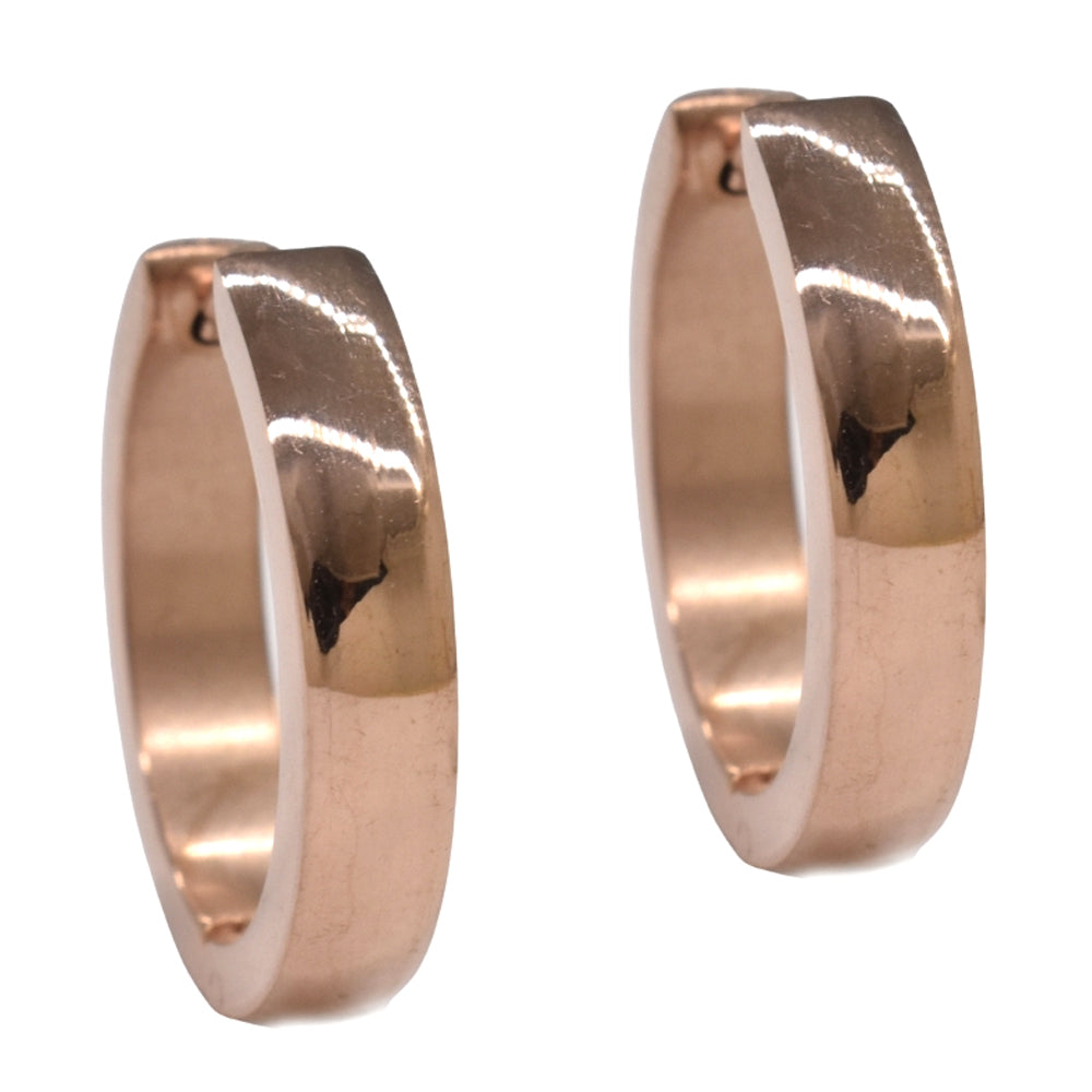 Stainless steel rose gold plated huggie hoop earring - SSYE1525